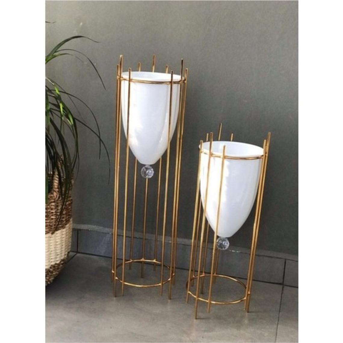 Luxury Dekoratif 2'li Krom Kaplı Çiçeklik Saksılık Büyük Boy Vazo Dekor 1 Adet