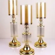 Tasarım Evi Ultra Lüks Kristal Taşlı Ayaklı Gold Şamdan 3'lü Set