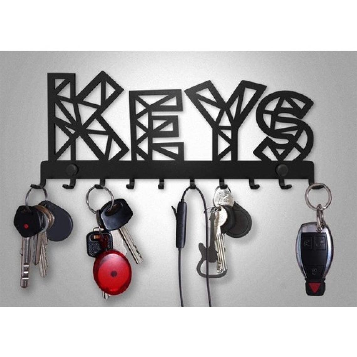 Thorqtech Metal Anahtar Askılığı - Keys Dekoratif Anahtarlık Desenli Dekoratif Metal Askılık Anahtarlık Çantalık Duvar Tipi Siyah