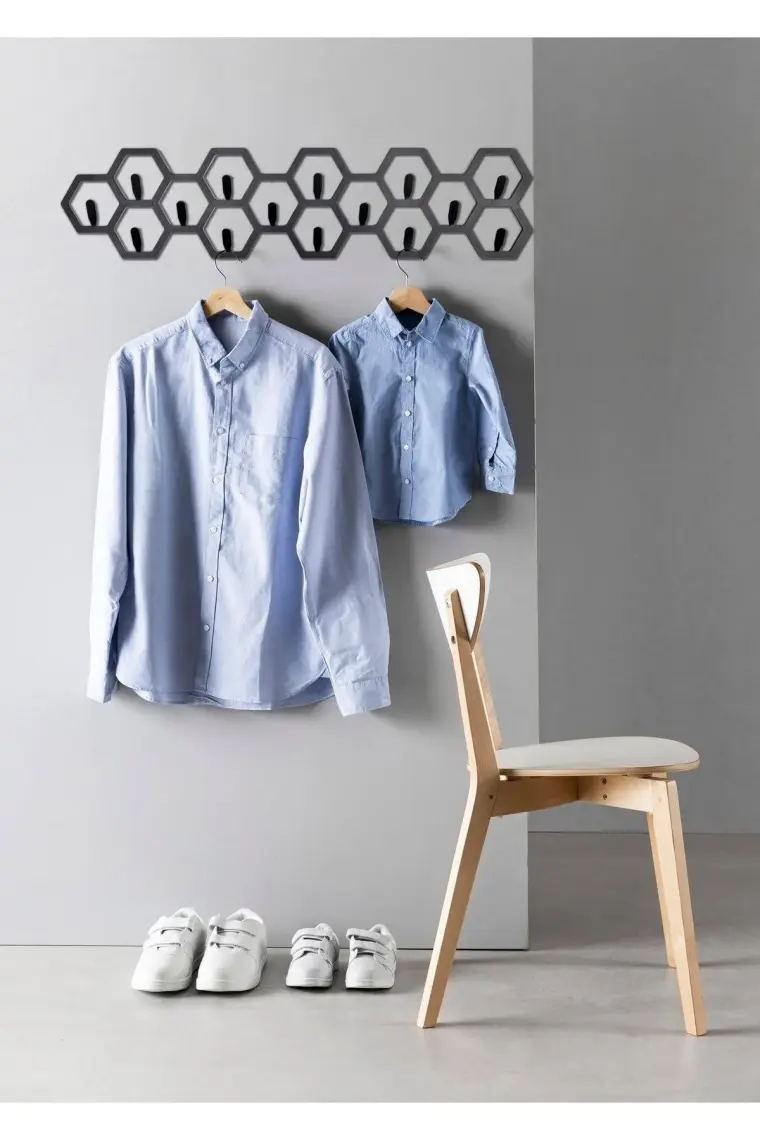 Milano Home Petek Desenli Dekoratif Askılık Geometrik Metal Duvar Askılığı Modern Metal Askılık