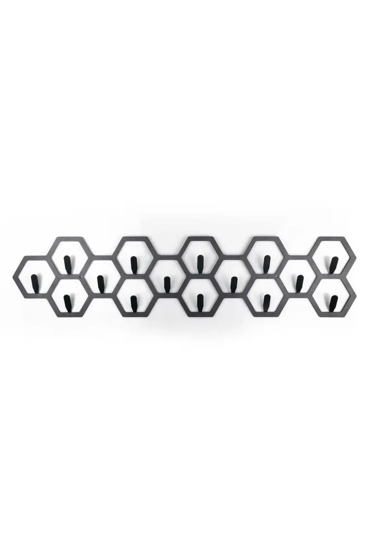 Milano Home Petek Desenli Dekoratif Askılık Geometrik Metal Duvar Askılığı Modern Metal Askılık