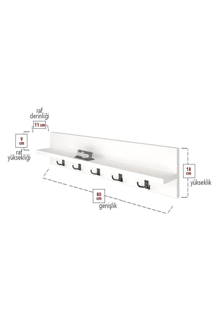 Portmanto Duvar Askılığı Elbise Askılığı Beyaz 80 Cm