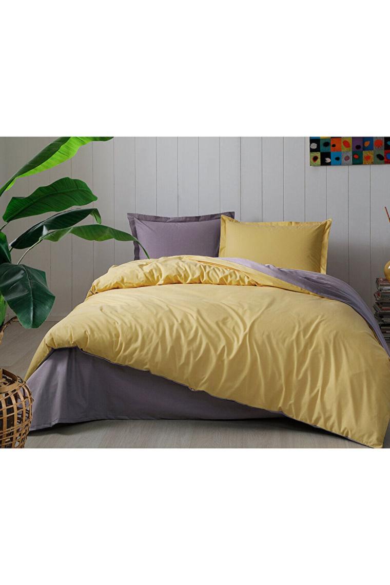 Özdilek Colormix Çift Taraflı Tek Kişilik Nevresim Takımı Antrasit-Hardal