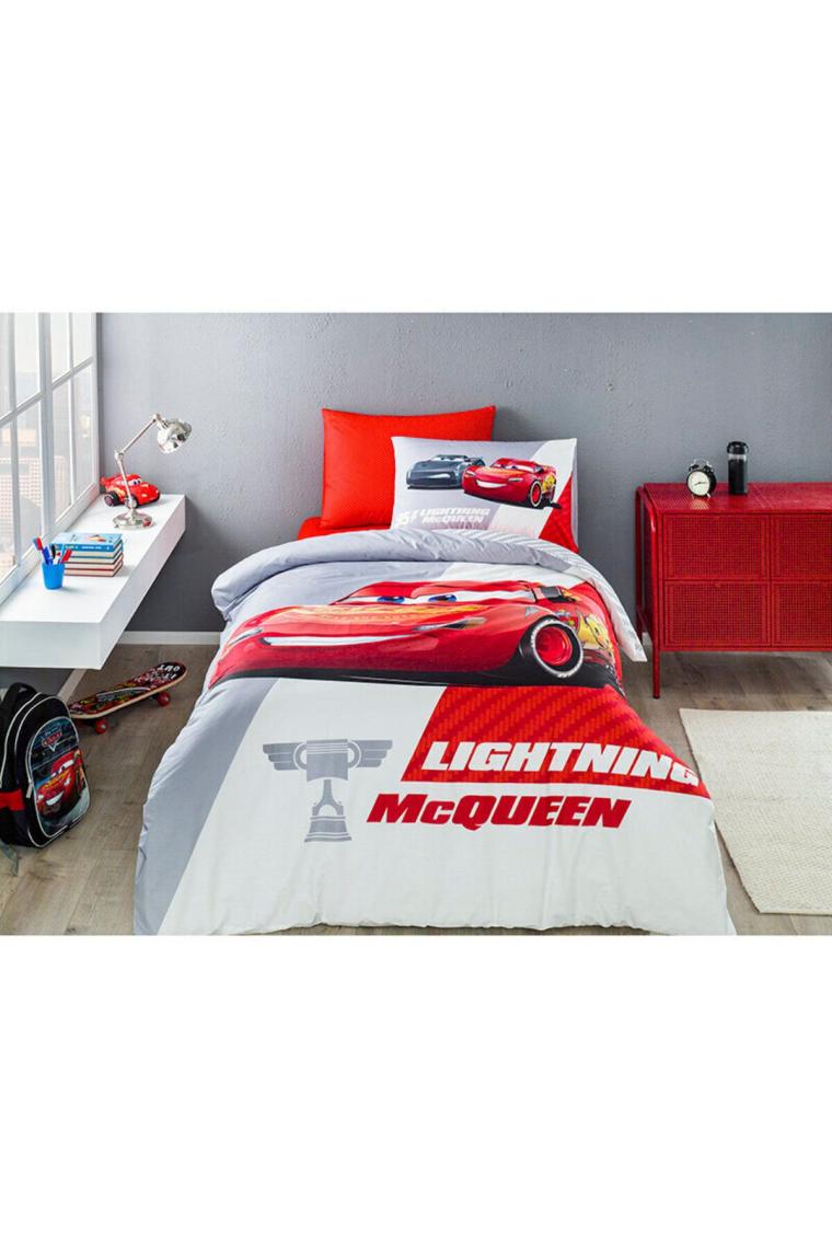 Cars Piston Cup Tek Kişilik Disney Lisanslı Lastikli Fitted Çarşaf Çocuk Nevresim Takımı