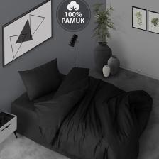 Ranforce Tek Kişilik Lastikli Çarşaflı Nevresim Takımı Simple Siyah