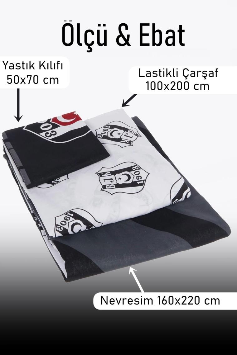 Beşiktaş Siyah Logo Tek Kişilik Nevresim Takımı Nevresim Takımı Lisanslı Nevresim Takımı