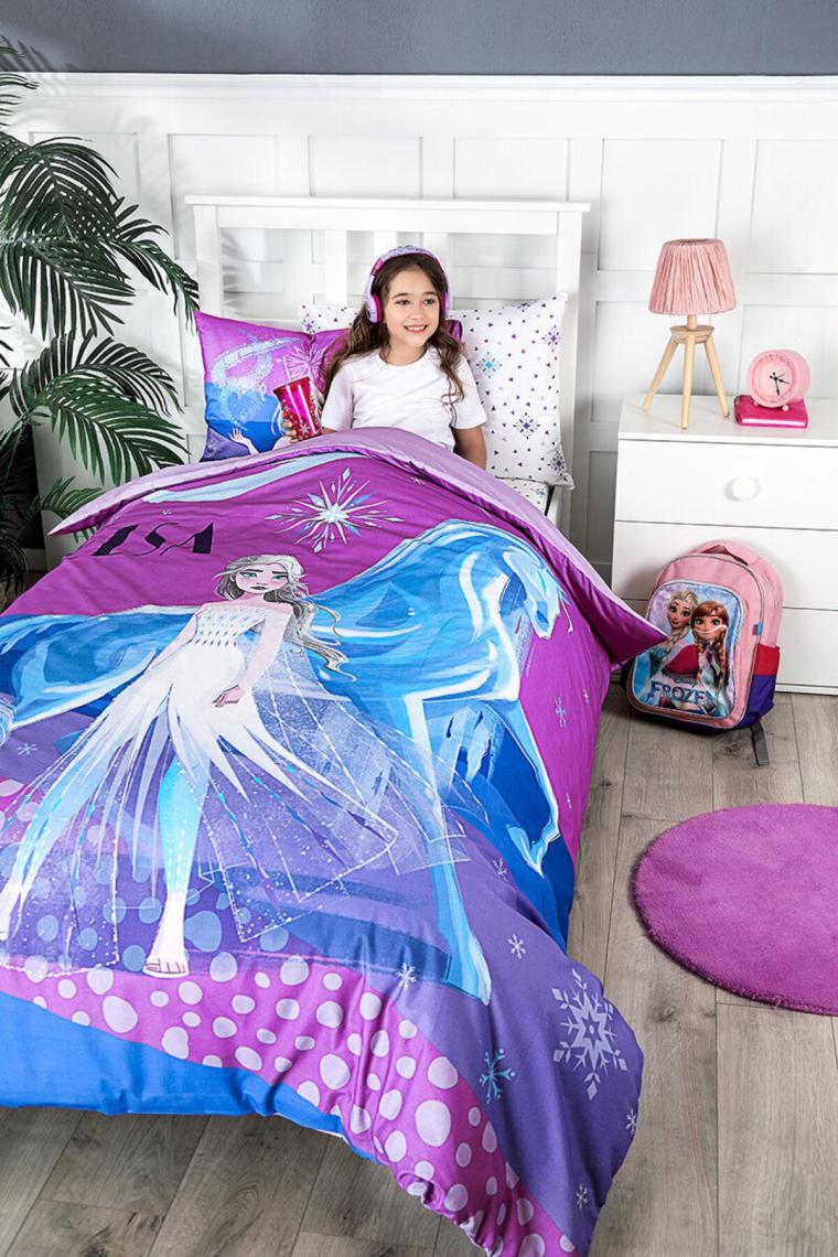 Frozen Snow Tek Kişilik Disney Lisanslı Lastikli Fitted Çarşaf Çocuk Nevresim Takımı