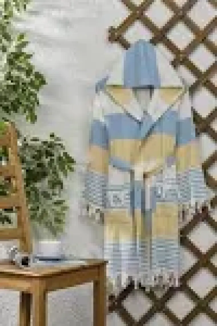 Rasersa Pamuklu Kapüşonlu Peştemal Bornoz Unisex