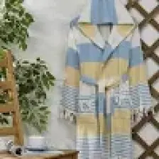 Rasersa Pamuklu Kapüşonlu Peştemal Bornoz Unisex