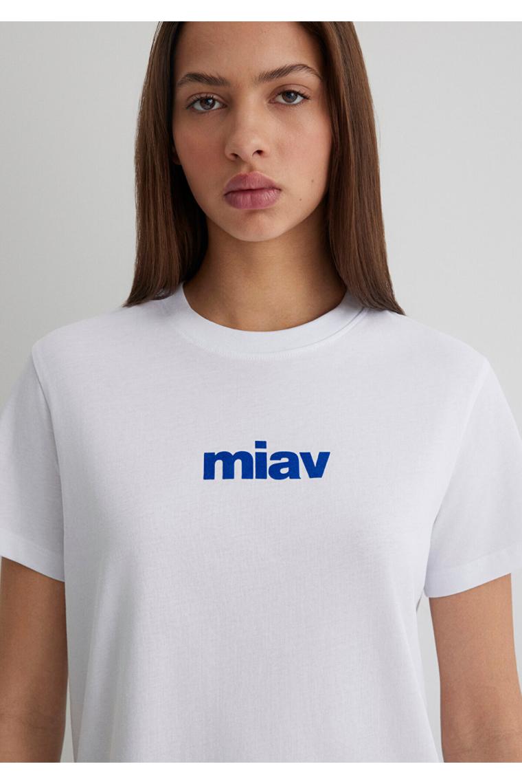 Miav Baskılı Beyaz Tişört Regular Fit / Normal Kesim 1610622-620