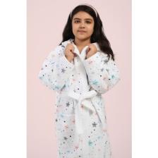 Vevien Home Yıldız Desen Dijital Baskılı Genç Çocuk Bornozu 13-14 Yaş