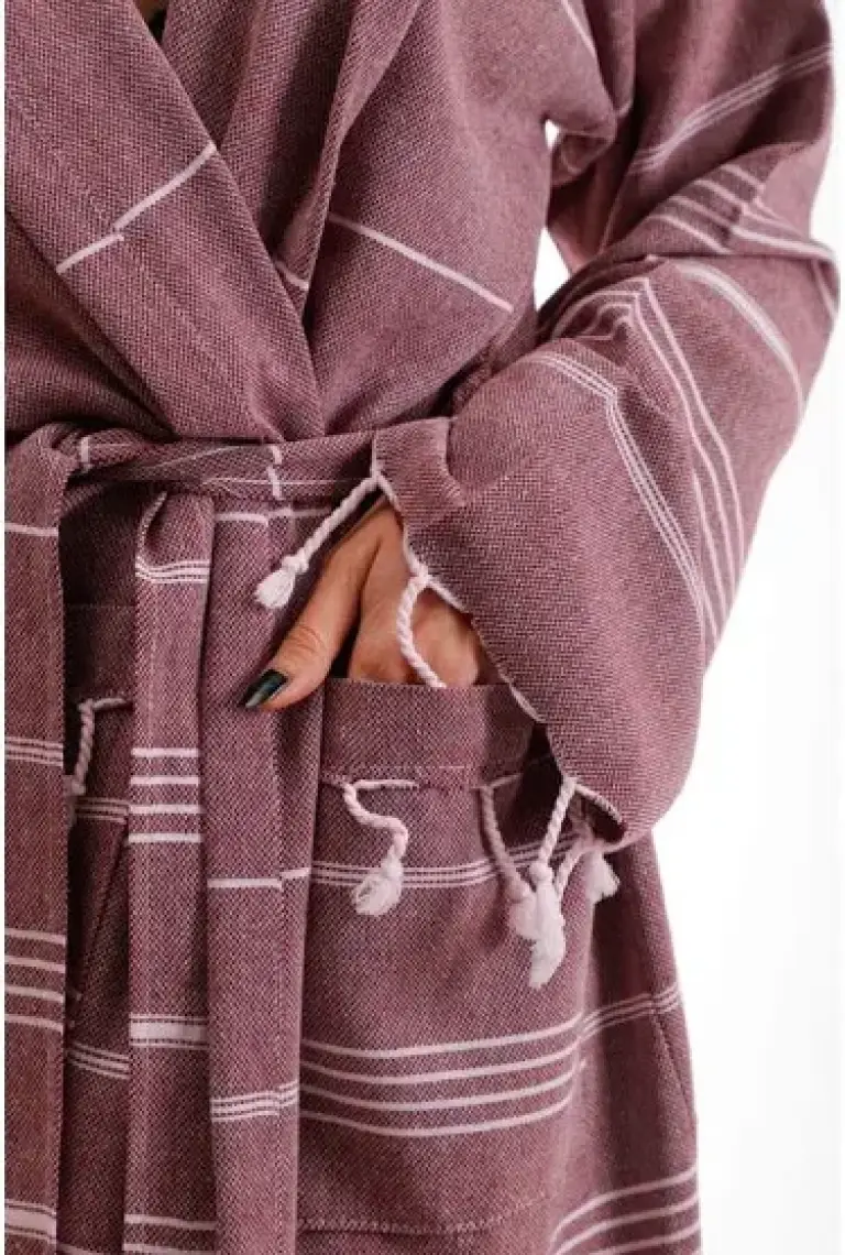 Mira Home Kapüşonlu Kadın / Erkek Peştemal Bornoz Soft %100 Pamuklu Natural
