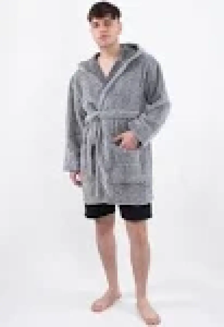 MaisonArt Plain Unisex Sabahlık Bornoz Wellsoft Peluş Kapşunlu Erkek Kadın Sabahlık
