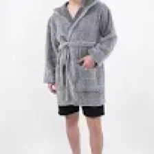 MaisonArt Plain Unisex Sabahlık Bornoz Wellsoft Peluş Kapşunlu Erkek Kadın Sabahlık