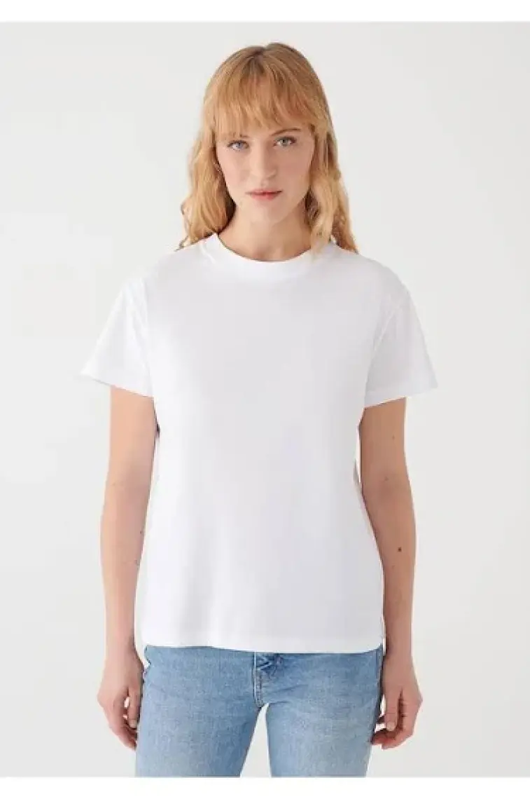 Beyaz Basic Tişört Regular Fit / Normal Kesim 1600955-620