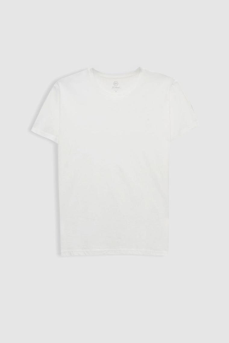 Slim Fit Beyaz Bisiklet Yaka %100 Pamuklu Nefes Alabilen T-shirt