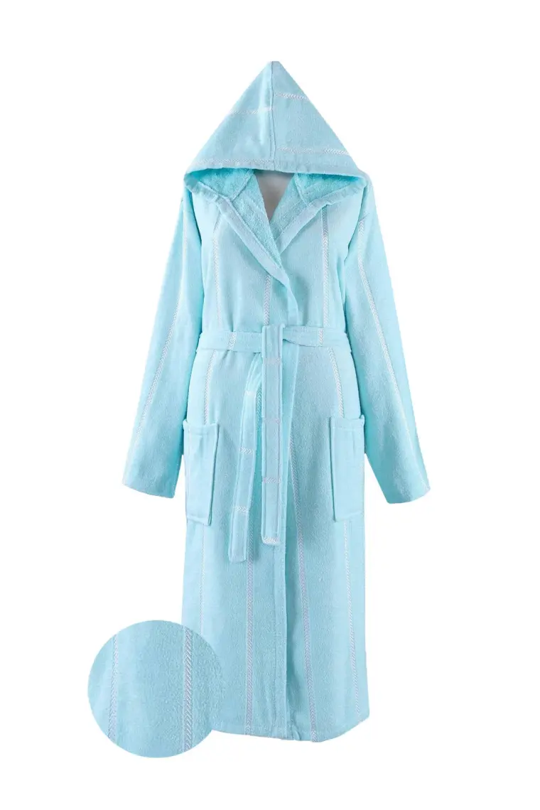 Metis Pamuk Kapüşonlu Unisex S - M Bornoz - Lara Mint