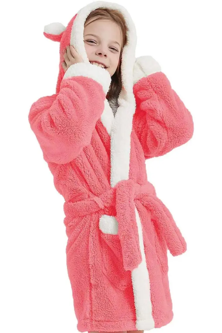 Znp Home Bunny Kapşonlu Unisex Wellsoft Çocuk Peluş Sabahlık | Bornoz