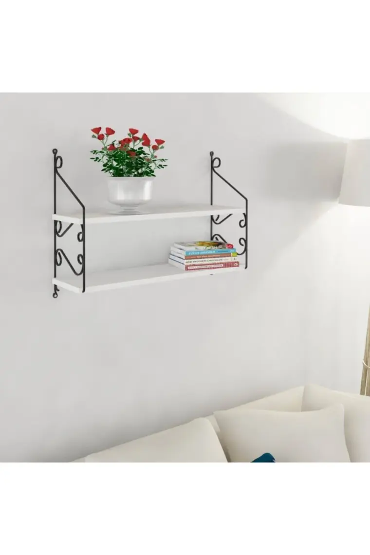 Decormet Seramoni Raf ve Kitaplık Seti 2 Raflı 200X720 Beyaz