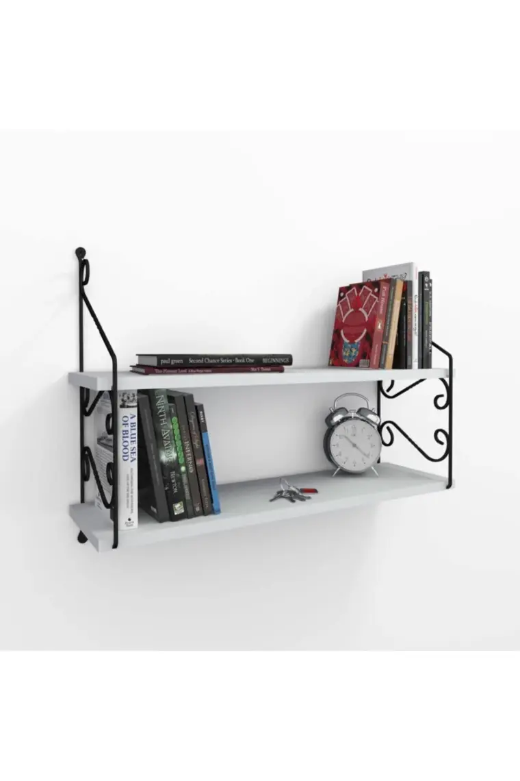 Decormet Seramoni Raf ve Kitaplık Seti 2 Raflı 200X720 Beyaz