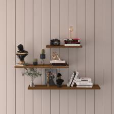 Asra Trend Doğal Modern Organizer Düzenleyici Dekoratif  Kitaplık Banyo Mutfak 3'lü Duvar Rafı