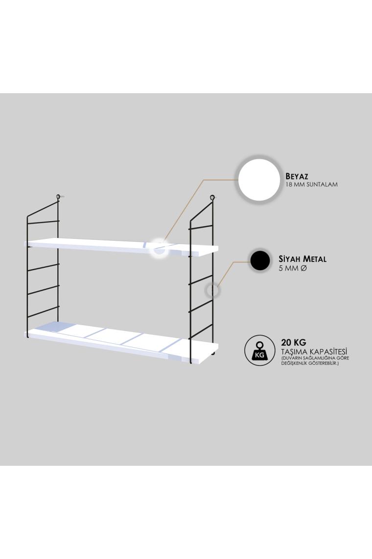 Decormet Armoni Raf ve Kitaplık Seti 2 Raflı 200X720 Beyaz