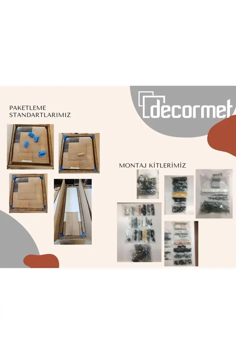 Decormet Armoni Raf ve Kitaplık Seti 3 Raflı 200X720 Beyaz