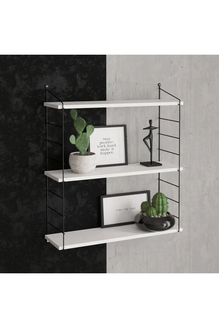 Decormet Armoni Raf ve Kitaplık Seti 3 Raflı 200X720 Beyaz