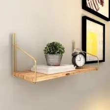 Demonte Duvar Rafı Dekoratif Mutfak Banyo Altın Raf Kitaplık 3 Lü Set