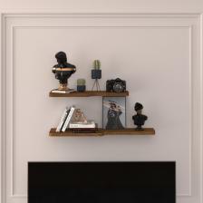 Asra Trend Doğal Modern Organizer Düzenleyici Kıvrımlı Dekoratif  Kitaplık Banyo Mutfak Duvar Rafı Ceviz