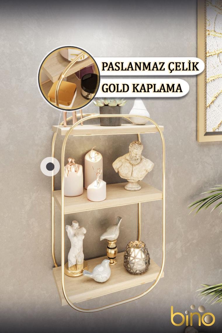 Duvar Rafı Çok Amaçlı Düzenleyici Oval Raf Ahşap Banyo Mutfak Rafı Makyaj Ve Takı Organizeri