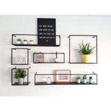 Wess Dizayn Metal Duvar Rafı Iskandinav Geçmeli Raf 6 ’lı Set WD-257