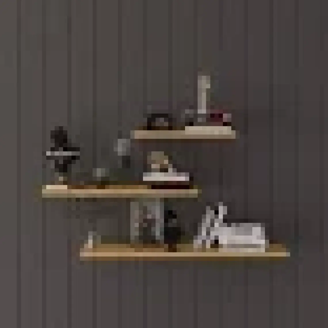 Asra Trend Doğal Modern Organizer Düzenleyici Dekoratif  Kitaplık Banyo Mutfak 3'lü Duvar Rafı