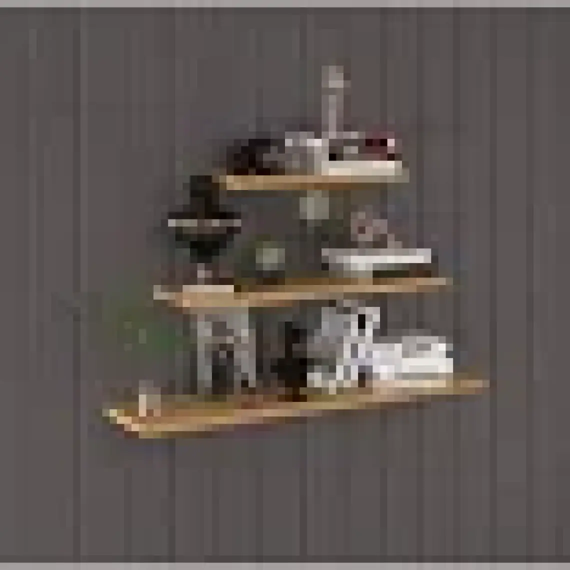 Asra Trend Doğal Modern Organizer Düzenleyici Dekoratif  Kitaplık Banyo Mutfak 3'lü Duvar Rafı