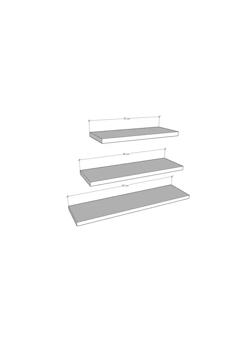 Asra Trend Doğal Modern Organizer Düzenleyici Dekoratif  Kitaplık Banyo Mutfak 3'lü Duvar Rafı