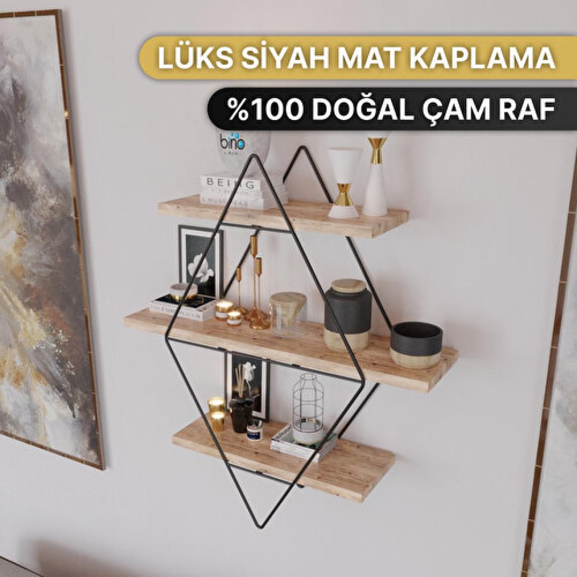 Bino Black Büyük Boy Prizma Mutfak Duvar Rafı