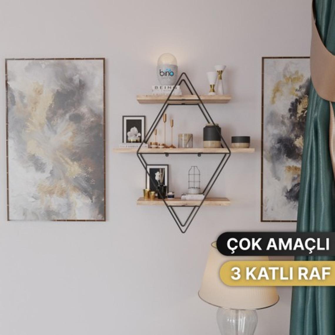 Bino Black Büyük Boy Prizma Mutfak Duvar Rafı