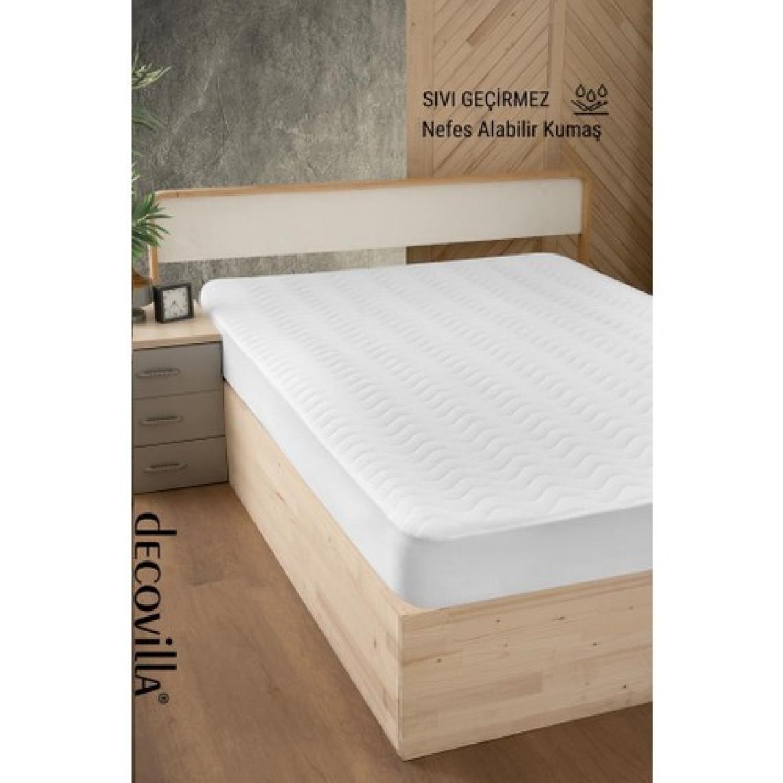 Decovilla Micro Kapitone Fitted Full Kenar Su Sıvı Geçirmez Yatak Koruyucu Alez Çarşaf Beyaz
