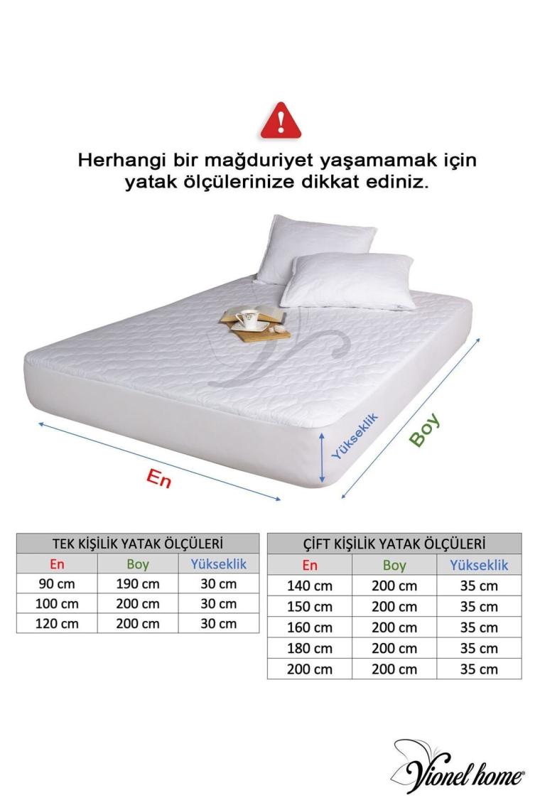 %100 Pamuk, Kapitone Yatak Koruyucu Çarşaf, Fitted Full Kenar, Elyaf Dolgulu, Tek Ve Çift Kişilik