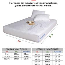 %100 Pamuk, Kapitone Yatak Koruyucu Çarşaf, Fitted Full Kenar, Elyaf Dolgulu, Tek Ve Çift Kişilik