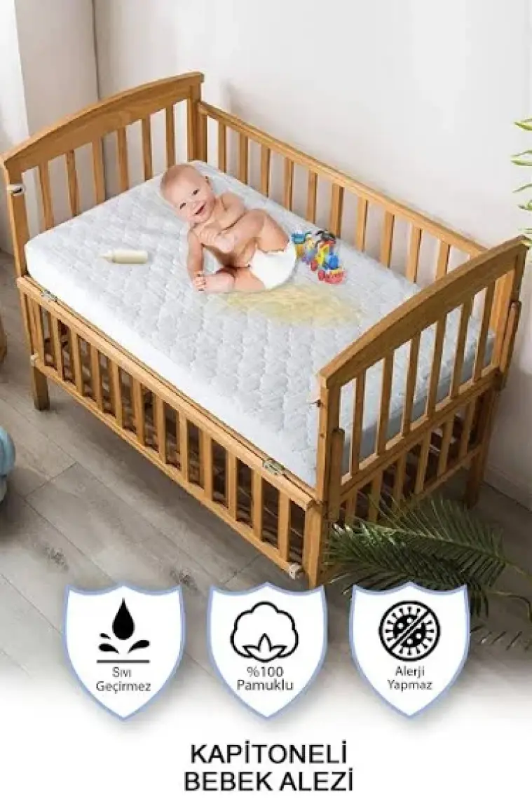 Vionel Home  %100 Pamuk Kapitone, Full Kenar Fitted, Sıvı Geçirmez Bebek, Kreş Anaokulu Alezi ve Çocuk Yatak Koruyucu Alez 70 x 130