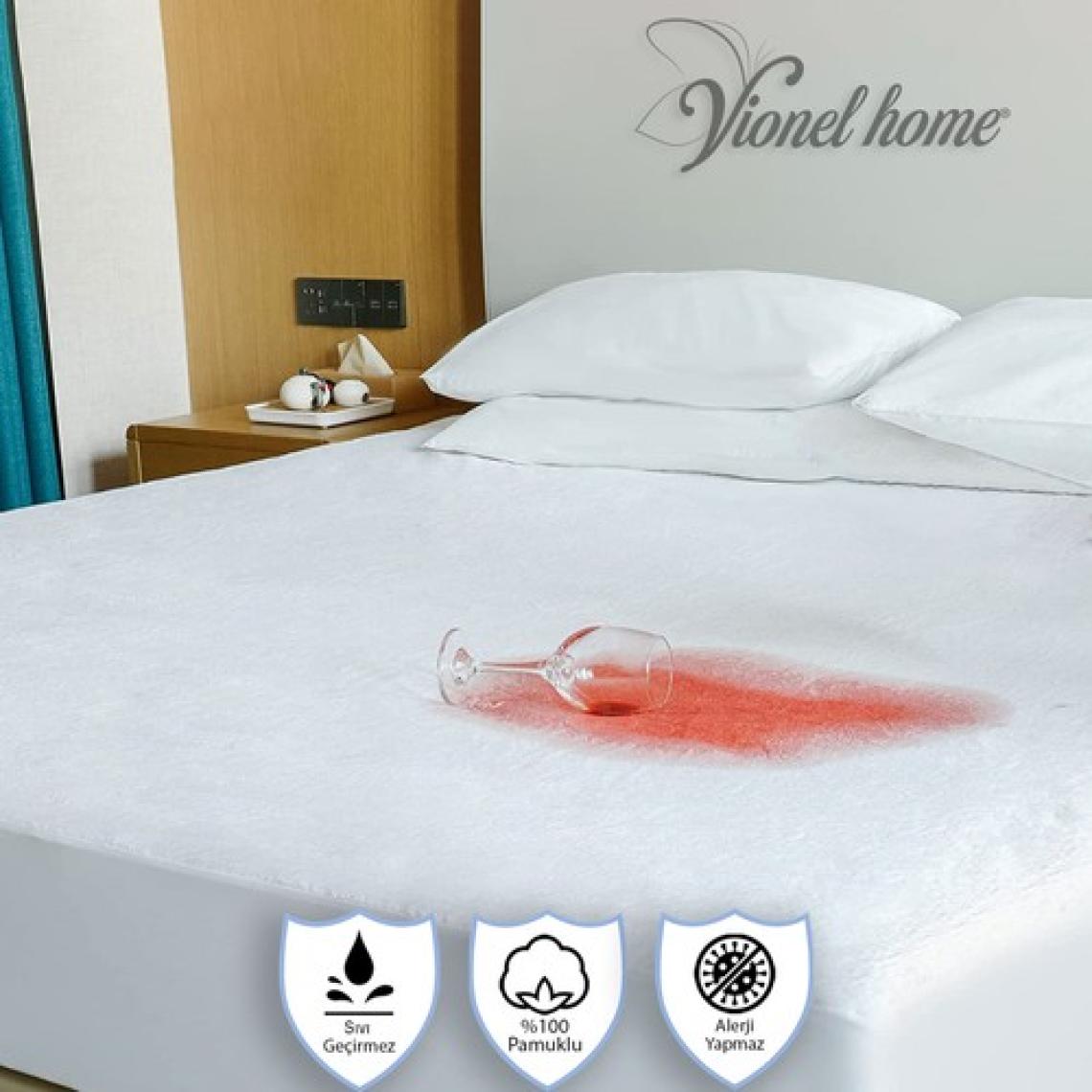 Vionel Home %100 Pamuk Fitted Full Kenar Su Sıvı Geçirmez Yatak Koruyucu Alez Çarşaf Tek Kişilik 90 x 200