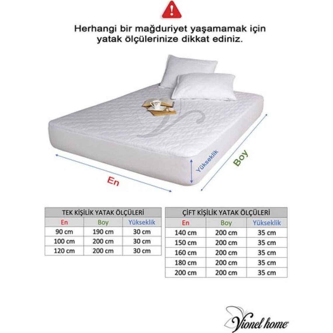 Vionel Home %100 Pamuk Fitted Full Kenar Su Sıvı Geçirmez Yatak Koruyucu Alez Çarşaf Tek Kişilik 90 x 200