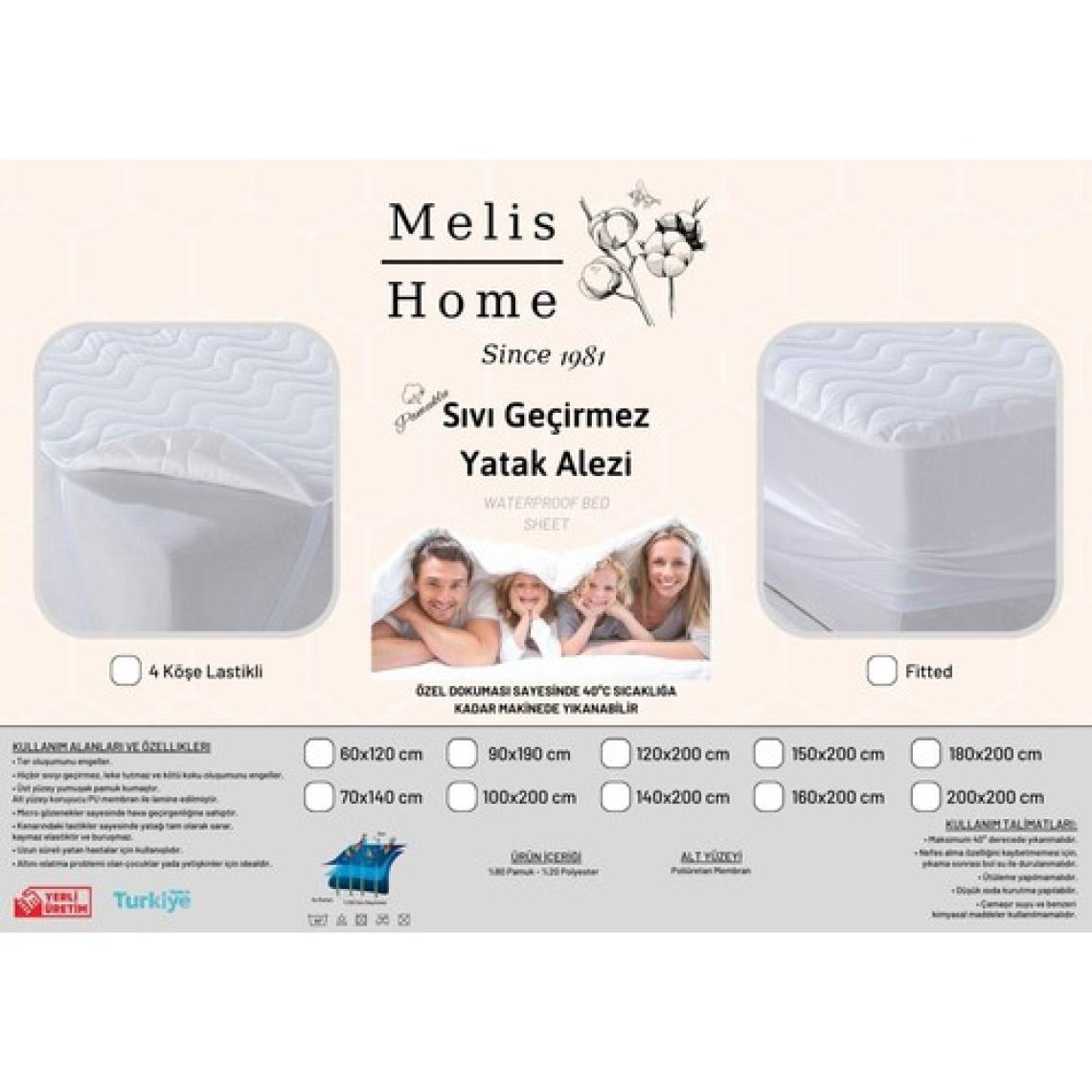 Melis Home Pamuklu Sıvı Geçirmez Alez, Fitted