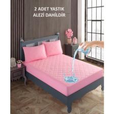 Sevilya Çift Kişilik Alez Seti  Pamuk Kapitone Su Sıvı Geçirmez Yatak Yastık Alezi Yatak Yastık Koruyucu