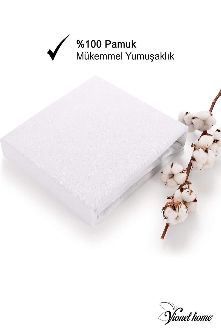 Vionel Home %100 Pamuk Fitted Full Kenar Su Sıvı Geçirmez Yatak Koruyucu Alez Çarşaf Tek Kişilik 90 x 190