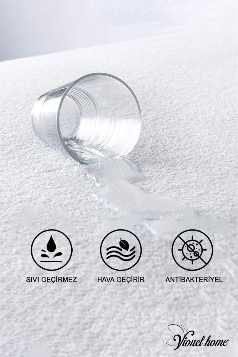 Vionel Home %100 Pamuk Fitted Full Kenar Su Sıvı Geçirmez Yatak Koruyucu Alez Çarşaf Tek Kişilik 90 x 190
