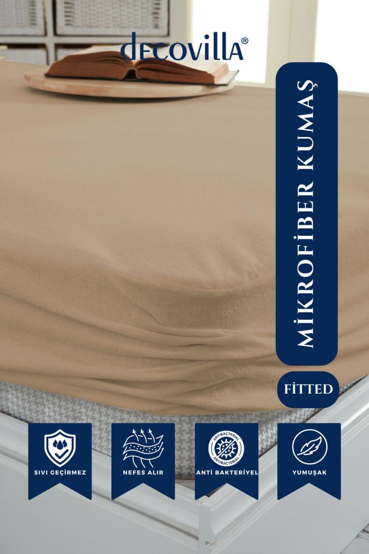 Micro Fitted Full Kenar Su Sıvı Geçirmez Yatak Koruyucu Alez Çarşaf Kum Beji