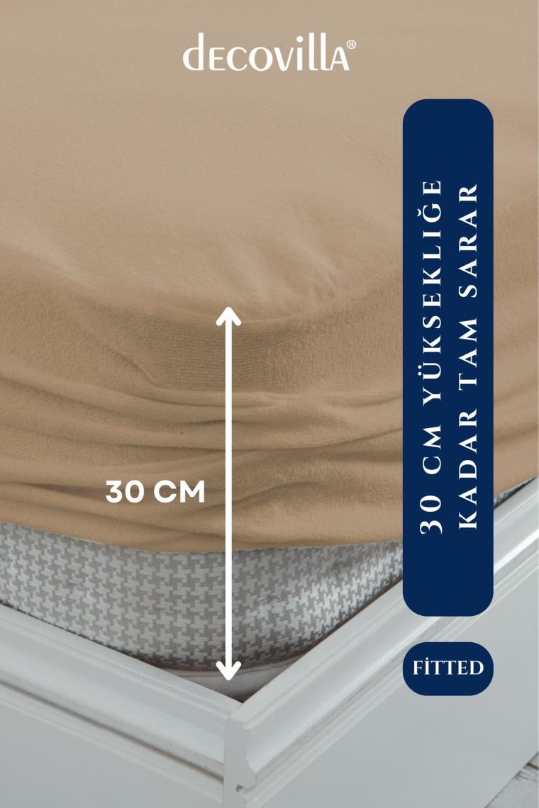Micro Fitted Full Kenar Su Sıvı Geçirmez Yatak Koruyucu Alez Çarşaf Kum Beji