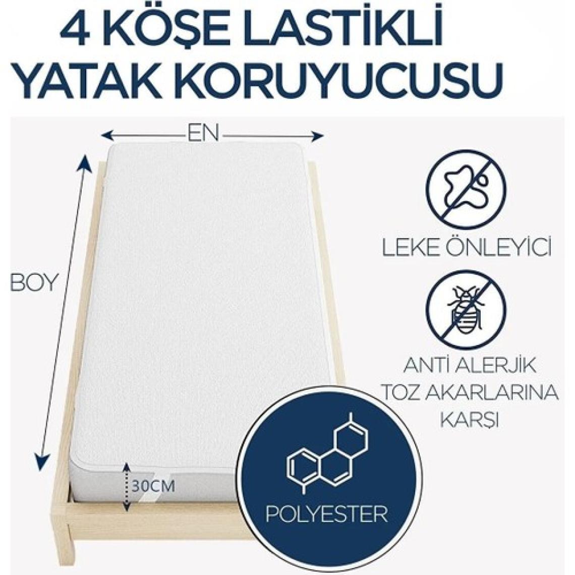 Mikrofiber Su Sıvı Geçirmez Alez | Yatak Koruyucu | 4 Mevsimlik | 4 Köşe Lastik | Alez